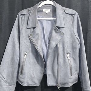 Faux suede collared jacket